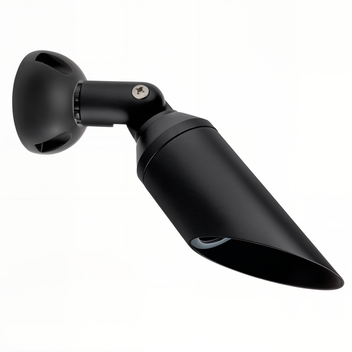 Black long-shroud bullet downlight with raised canopy