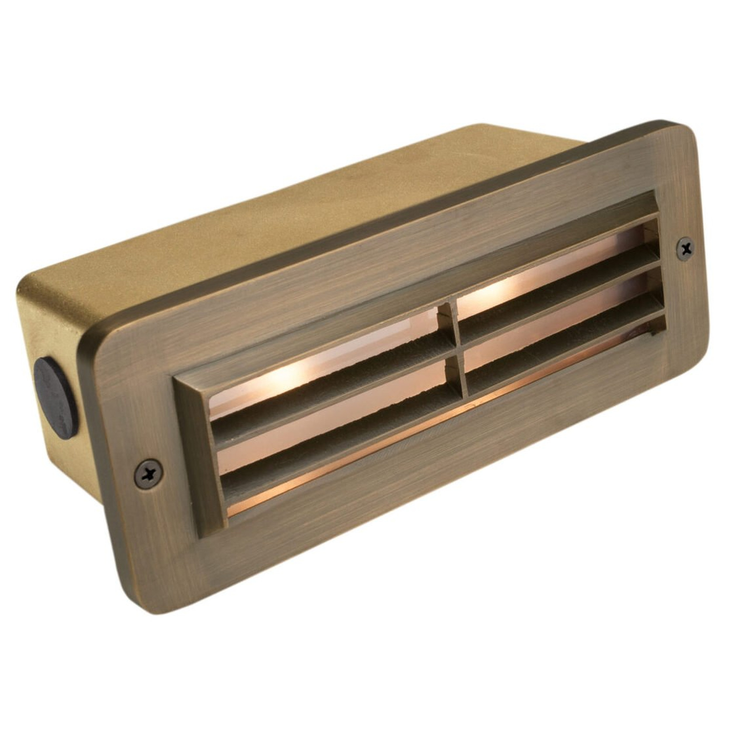 Brass 3-Louver Brick step light in Antique Bronze, front view