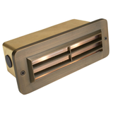 Brass 3-Louver Brick step light in Antique Bronze, front view