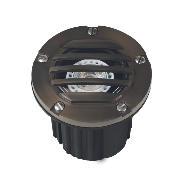Gun metal louvered round well light