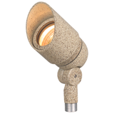 Granite-finish hooded bullet landscape light, angled view