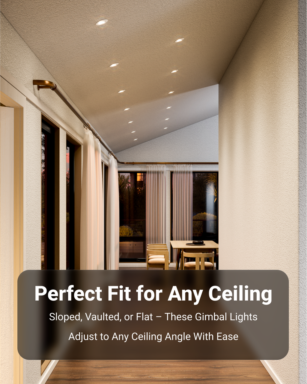 Recessed LED Lighting, 4 Inch, Slim Gimbal, Selectable CCT, 750 Lumens