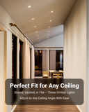 Recessed LED Lighting, 4 Inch, Slim Gimbal, Selectable CCT, 750 Lumens