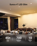 Recessed LED Lighting, 4 Inch, Slim, Wafer Thin, Smooth Trim, 650 Lumens