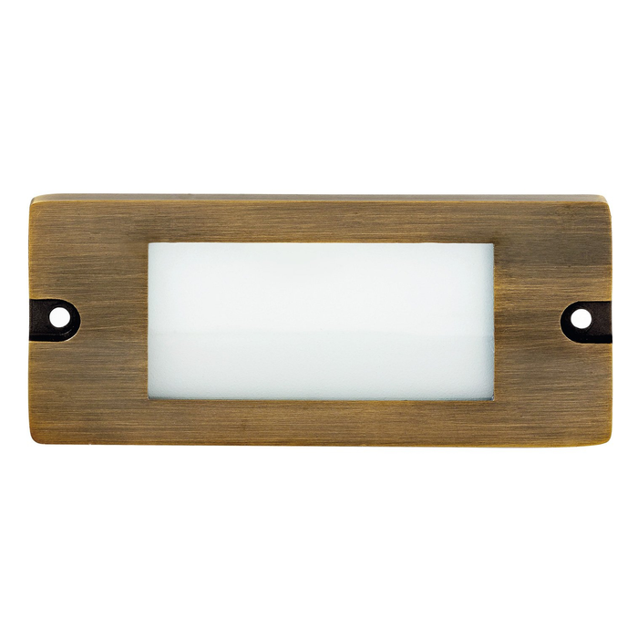 Brass lensed backless box step light in Antique Bronze finish