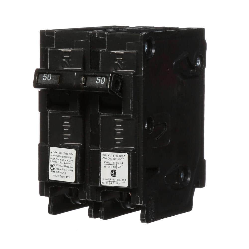 Siemens Type QPH Double-Pole 22kA Circuit Breaker, model Q270H, product label detail