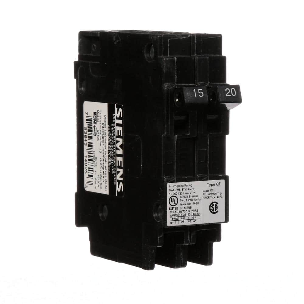 Siemens Type QT Tandem Circuit Breaker, model Q2020U, product label detail, image 14