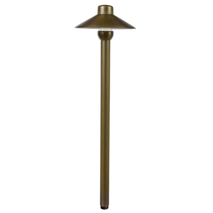6.5 inch brass umbrella path light with 18 inch stem in antique bronze
