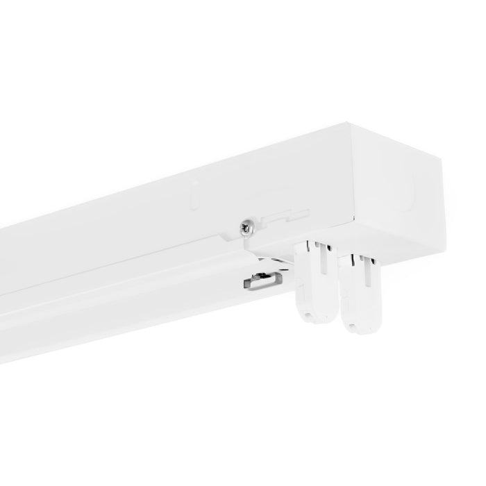 4ft T8 LED Ready Strip Light Fixture, White, Double-Lamp, Non-Shunted, Double Ended