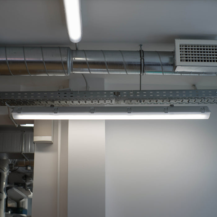 4ft LED Vapor Tight Fixture, 50W/40W/35W/30W/25W, Selectable Wattage & CCT, 6750 Lumens