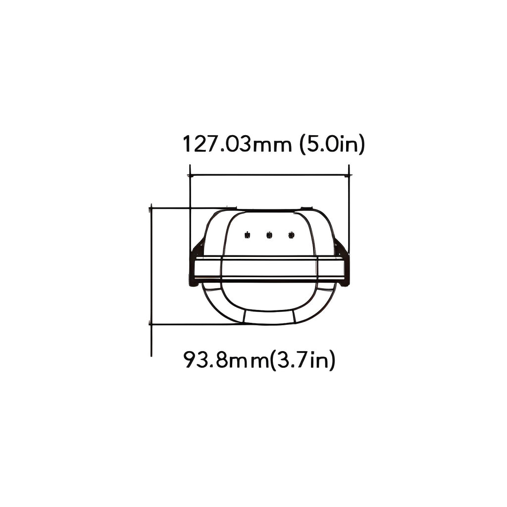 led vapor light dimension in front view