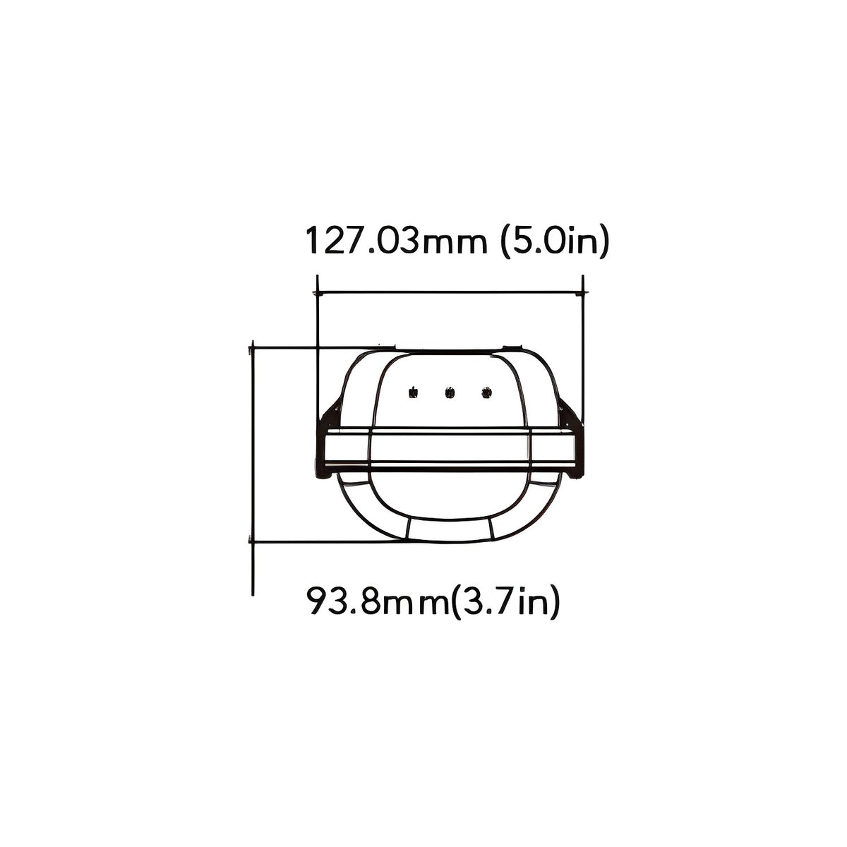 led vapor light dimension in front view