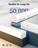 Try out the various wattage options (40W, 30W, 20W) and color temperature options (5000K, 4000K, 3500K) using the slider switch on back of the LED strip light fixture, then lock in your preference during the installation process.