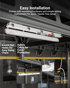 The vapor tight fixtures are ideal for indoor and outdoor environments, providing efficient lighting throughout the area.