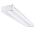 The 4ft LED Ready Wraparound Fixture features a prismatic lens for low-glare illumination, non-shunted sockets, and dual-end pre-wiring for optimal lighting performance.