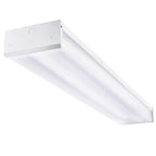 The 4ft LED Ready Wraparound Fixture features a prismatic lens for low-glare illumination, non-shunted sockets, and dual-end pre-wiring for optimal lighting performance.