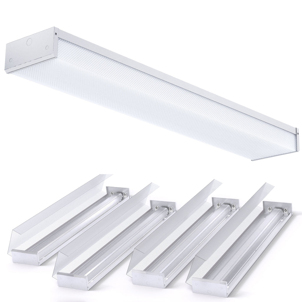 4ft T8 LED Ready Wraparound Fixture, Double Lamp, Non-Shunted, Single-Ended