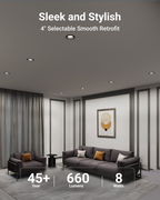 The fixture's compact design allows for versatile installation in various spaces. Seamless dimming capabilities (10%-100%) to fit any mood or decor.