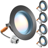 Recessed LED Retrofit Lighting, 4 Inch, Smooth, Black Trim, Selectable CCT, 660 Lumens