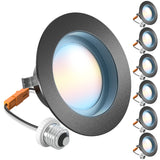 Recessed LED Retrofit Lighting, 4 Inch, Smooth, Black Trim, Selectable CCT, 660 Lumens