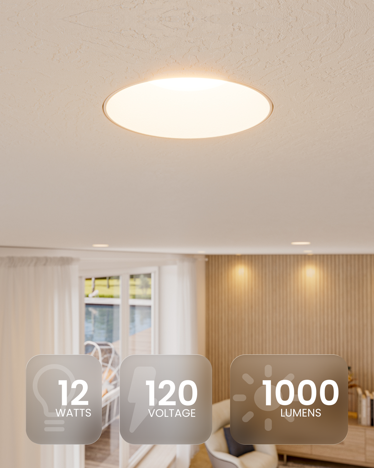 Recessed LED Lighting, 4 Inch, Trimless, Smooth Trim, Selectable CCT, 1000 Lumens