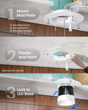 Recessed LED Lighting, 4 Inch, Trimless, Smooth Trim, Selectable CCT, 1000 Lumens