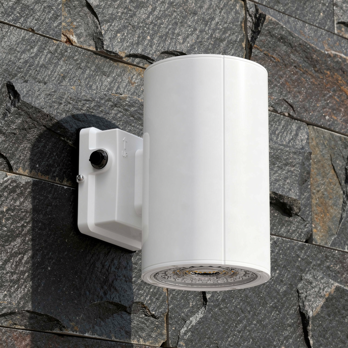 White Cylinder LED Wall Sconce, 38W/31W/19W, Dusk to Dawn Photocell , 5500 Lumens
