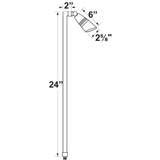 convex lens path light dimension diagram with 24 inch stem
