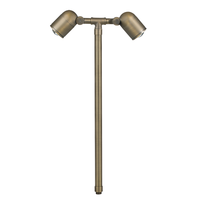 Brass Convex Lens Twin Path Light in Antique Bronze, close product view