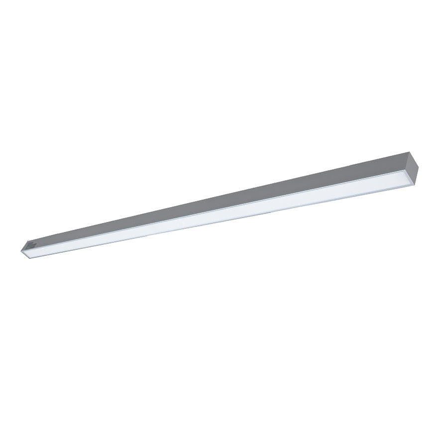 Silver architectural linear pendant diffuser-side view