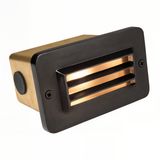 Brass 3-Louver Glass Lens Step Light, Recessed, 5-1/8 Inch, Gun Metal, 210 Lumens