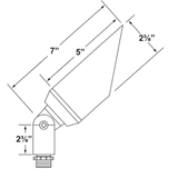 Dimension diagram of a hooded directional bullet landscape light