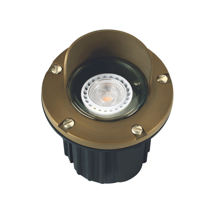 Antique bronze hooded round well light