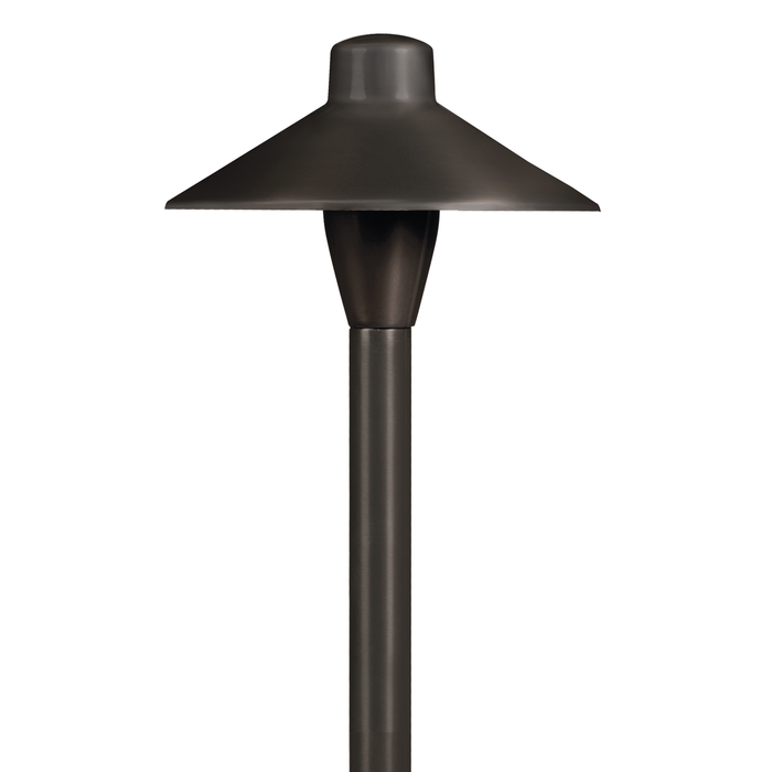 Close-up of 6.75 inch umbrella path light shade in antique bronze