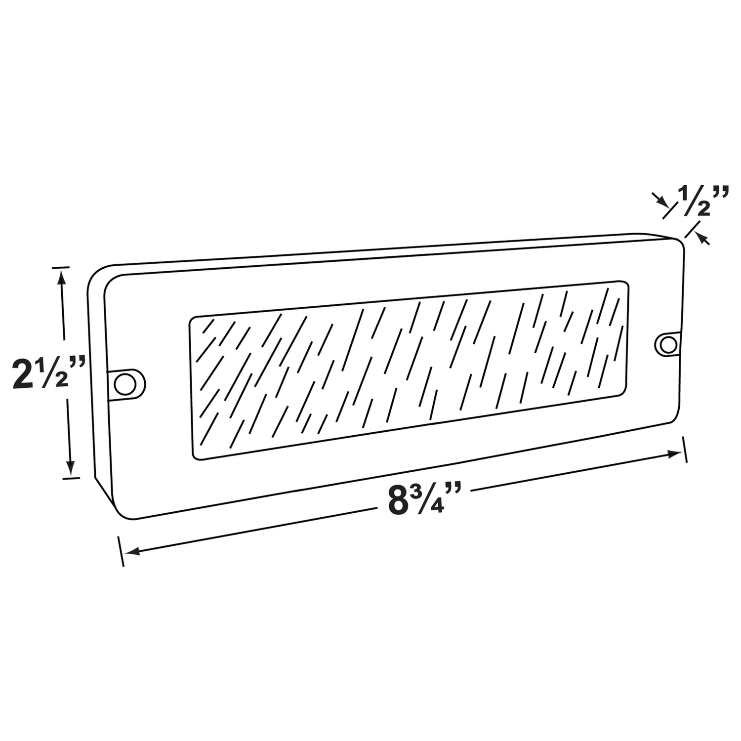 Brass lensed surface-mount brick step light dimensional drawing
