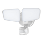 White two-head LED security floodlight with motion sensor