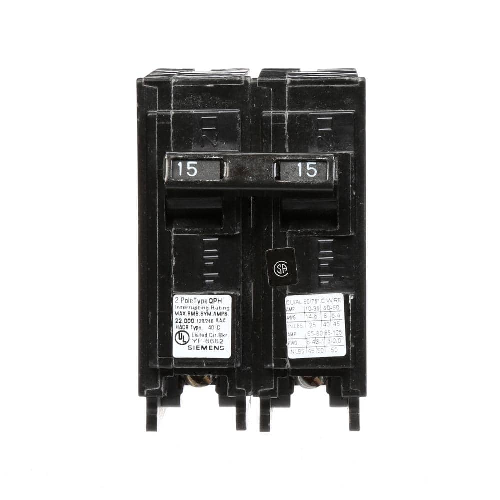 Siemens Type QPH Double-Pole 22kA Circuit Breaker, model Q230H, product label detail