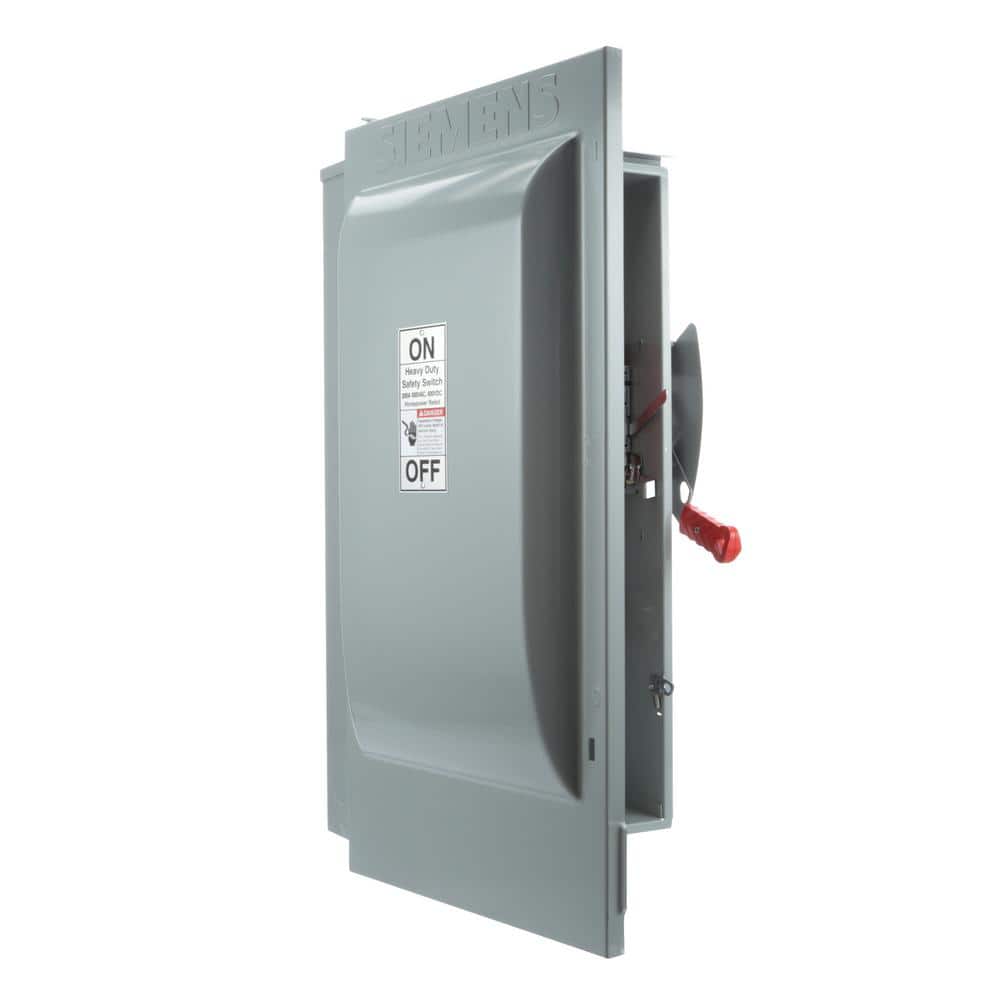 Siemens Heavy Duty 200 Amp 600-Volt 3-Pole Outdoor Fusible Safety Switch, model HF364R, alternate product view 4