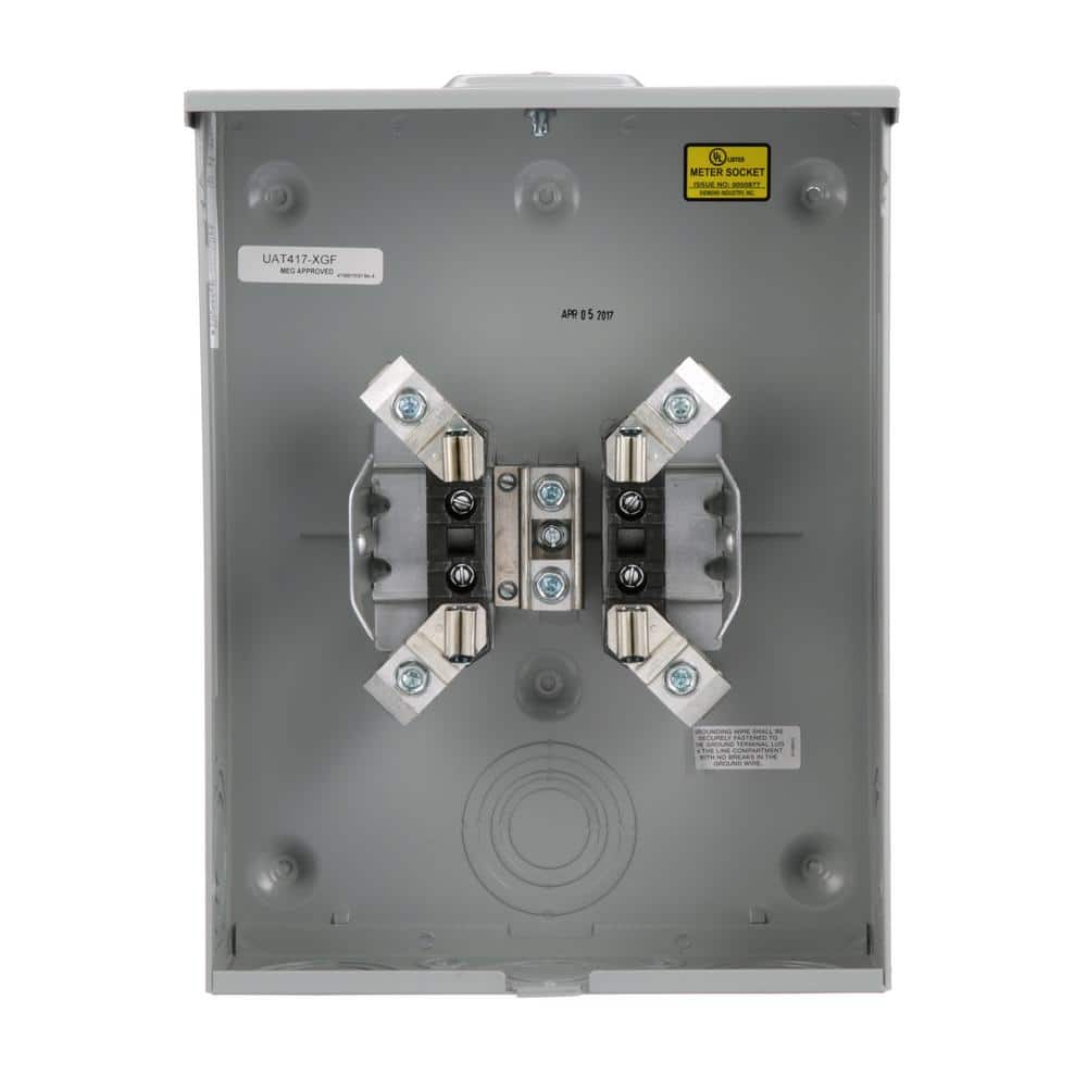 Siemens 200 Amp 4-Jaw No Bypass Ringless Overhead/Underground Fed Meter Socket with Stainless Steel Latch and Hasp, model UAT417-XGF, alternate product view 3