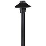Mini umbrella path light with 12 inch stem in black