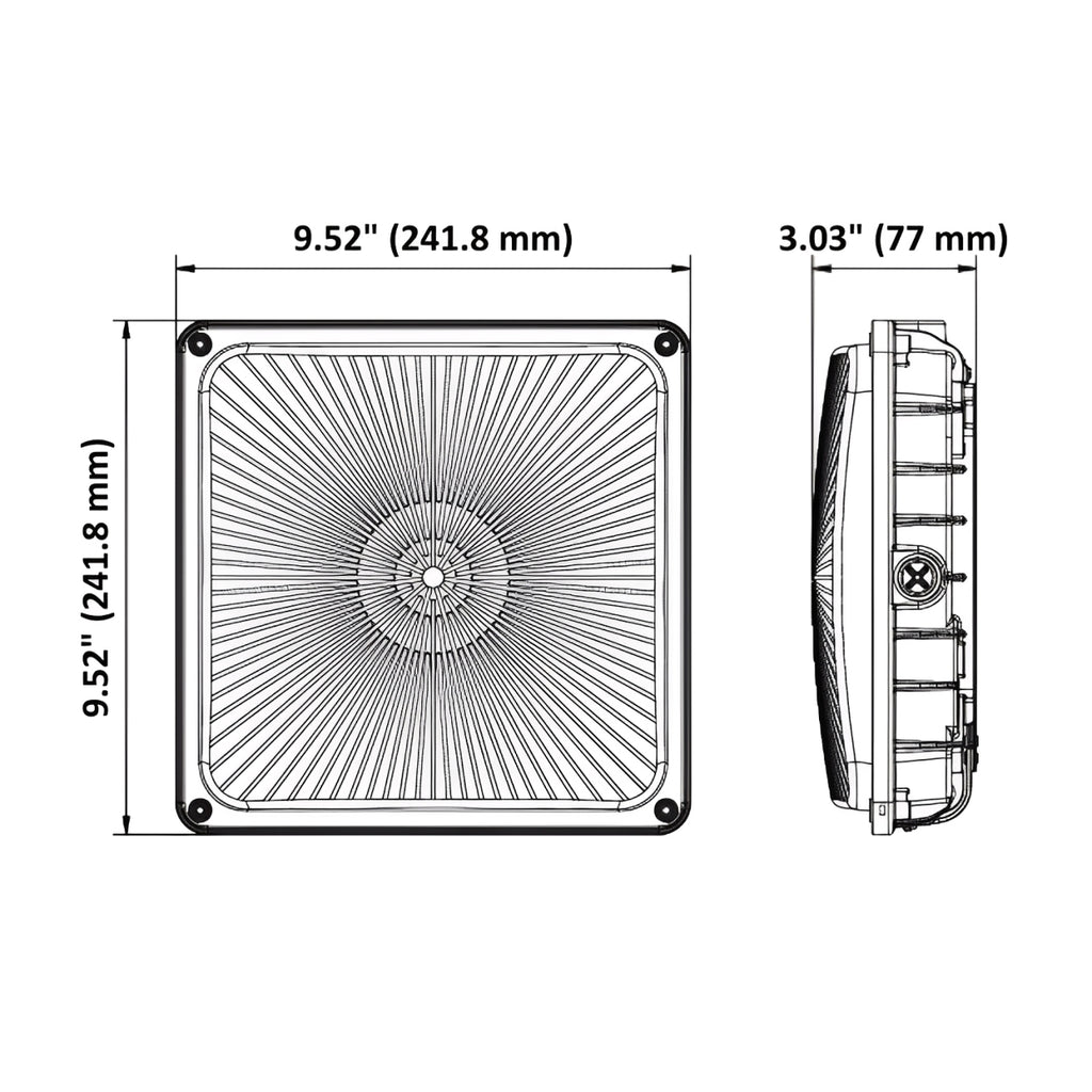 LED Canopy Light, 60W/46W/35W/24W, Black, Selectable Wattage & CCT, 8400 Lumens