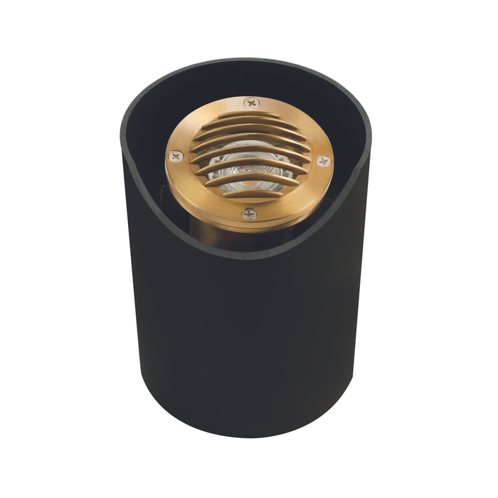 Natural brass louvered shielded-sleeve well light, alternate view