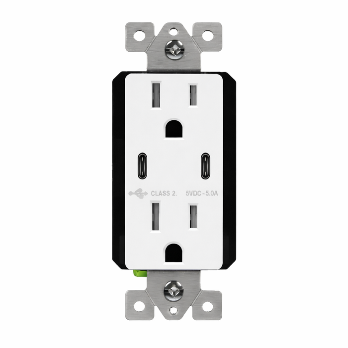Enerlites 5A Dual USB-C Outlet, Tamper-Resistant 15A Duplex Receptacles
