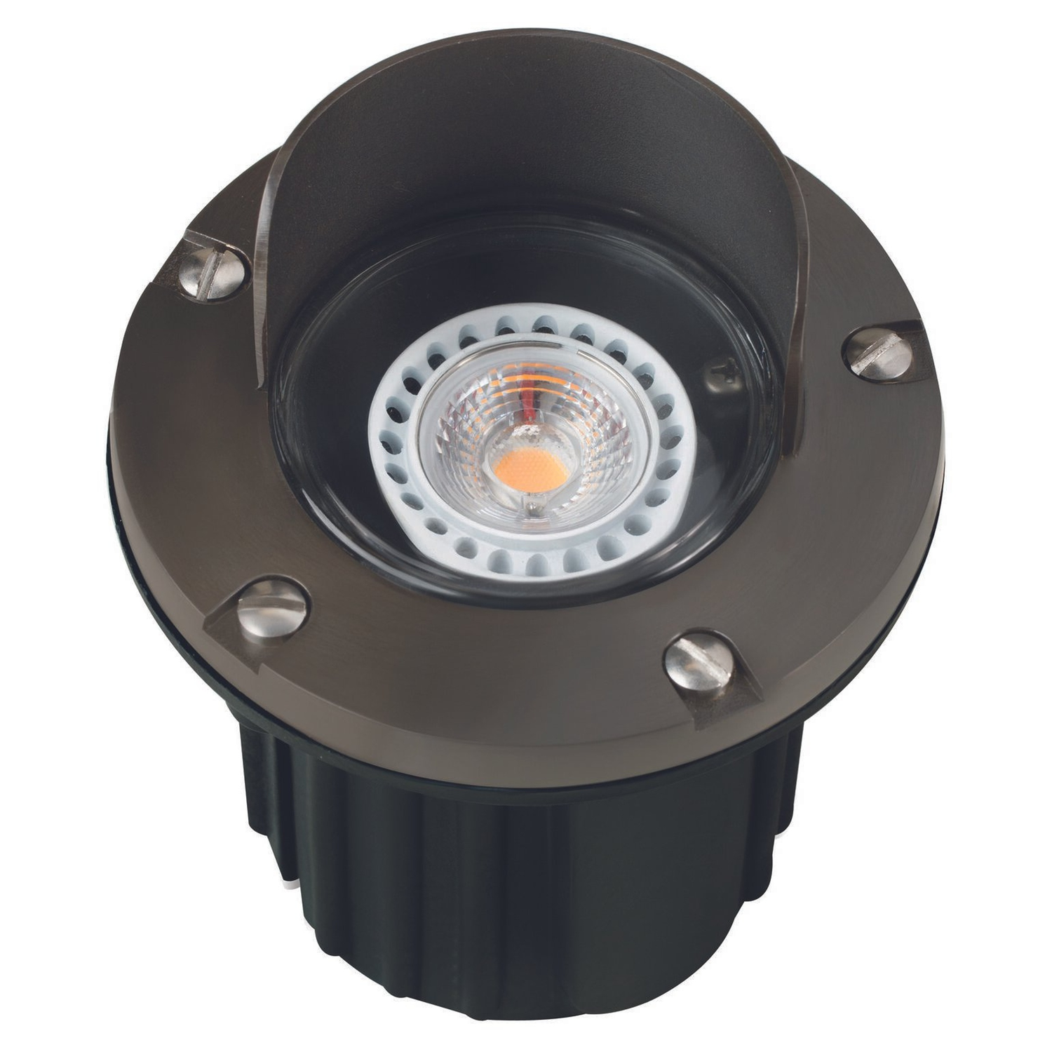 Gun metal hooded round well light