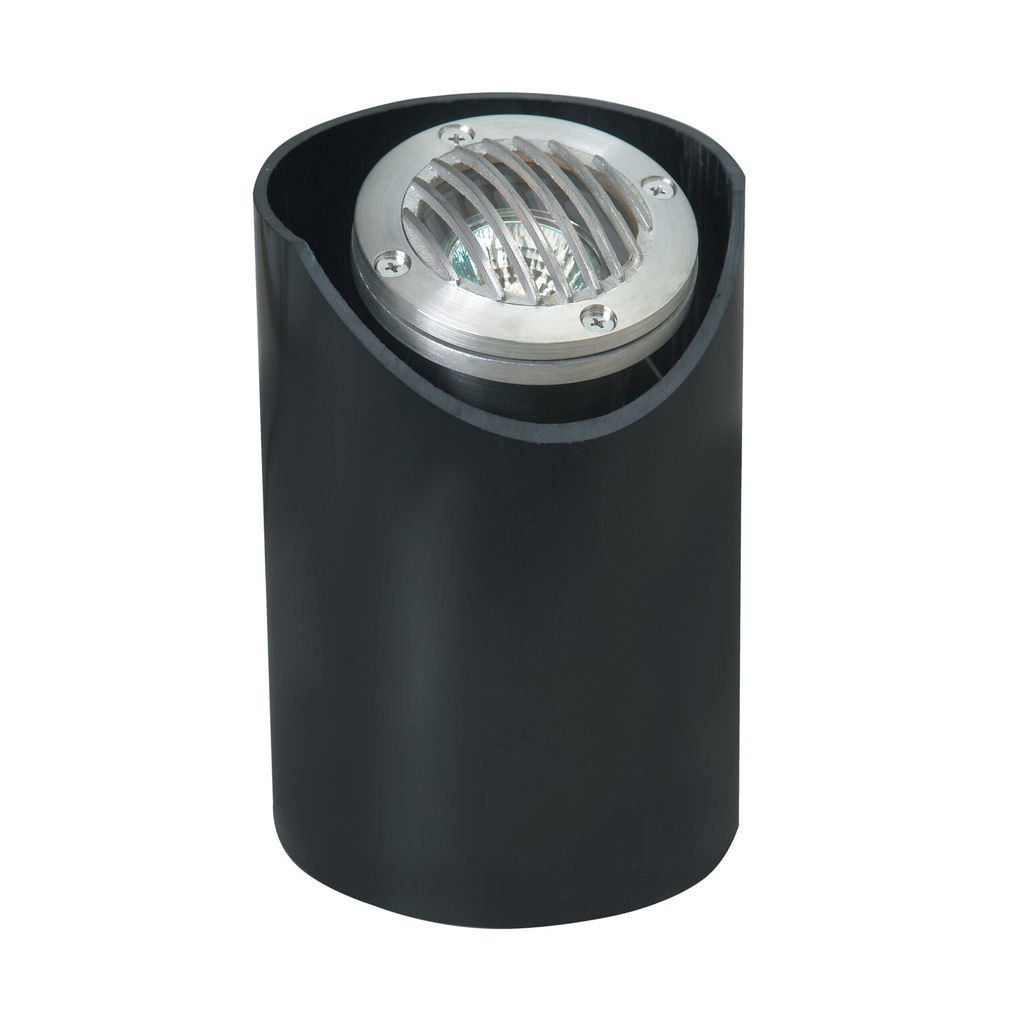 Stainless steel louvered shielded-sleeve well light, alternate view