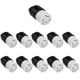 Set of 10 black and white connectors on a white background