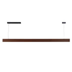 Walnut long linear pendant front view with canopy