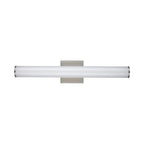 Brushed-nickel linear vanity light front view unlit