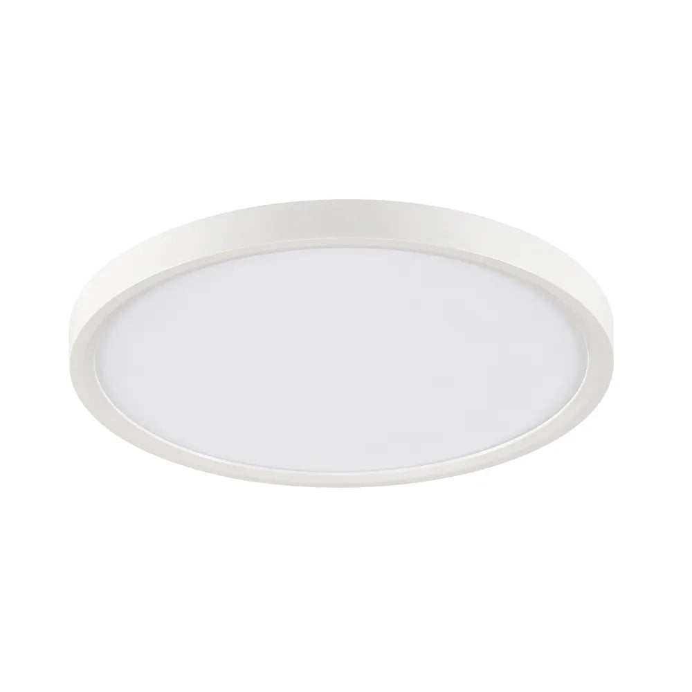 White round flush-mount ceiling light unlit perspective