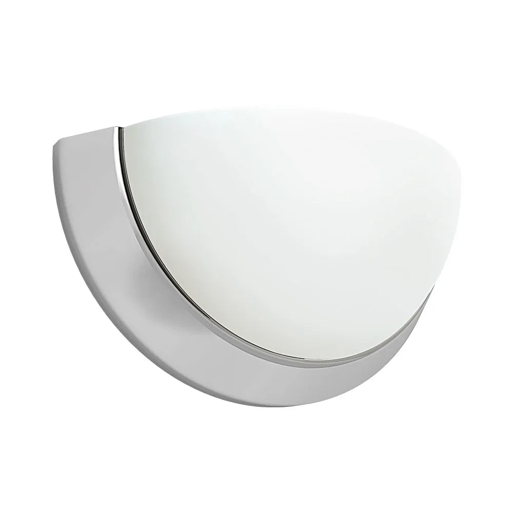 Brushed-nickel bowl wall sconce isolated perspective